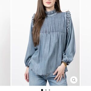 Ivy Jane Blue Ruffled Denim Blouse